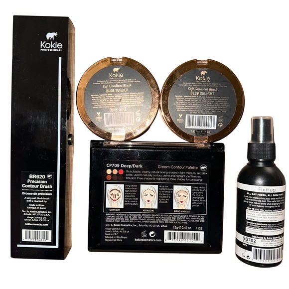 Lot of 5 NEW Kokie Cosmetics- Contour Brush, Blush x2, Contour Palette, Setting - Picture 2 of 2